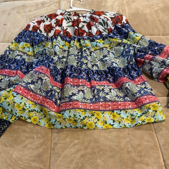 Alice + Olivia Multicolor Floral and Stripe Top - Picture 1 of 5